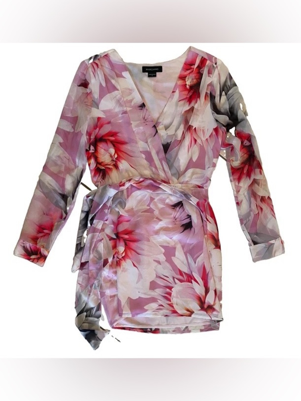 Marciano Pink Floral Wrap Mini Dress